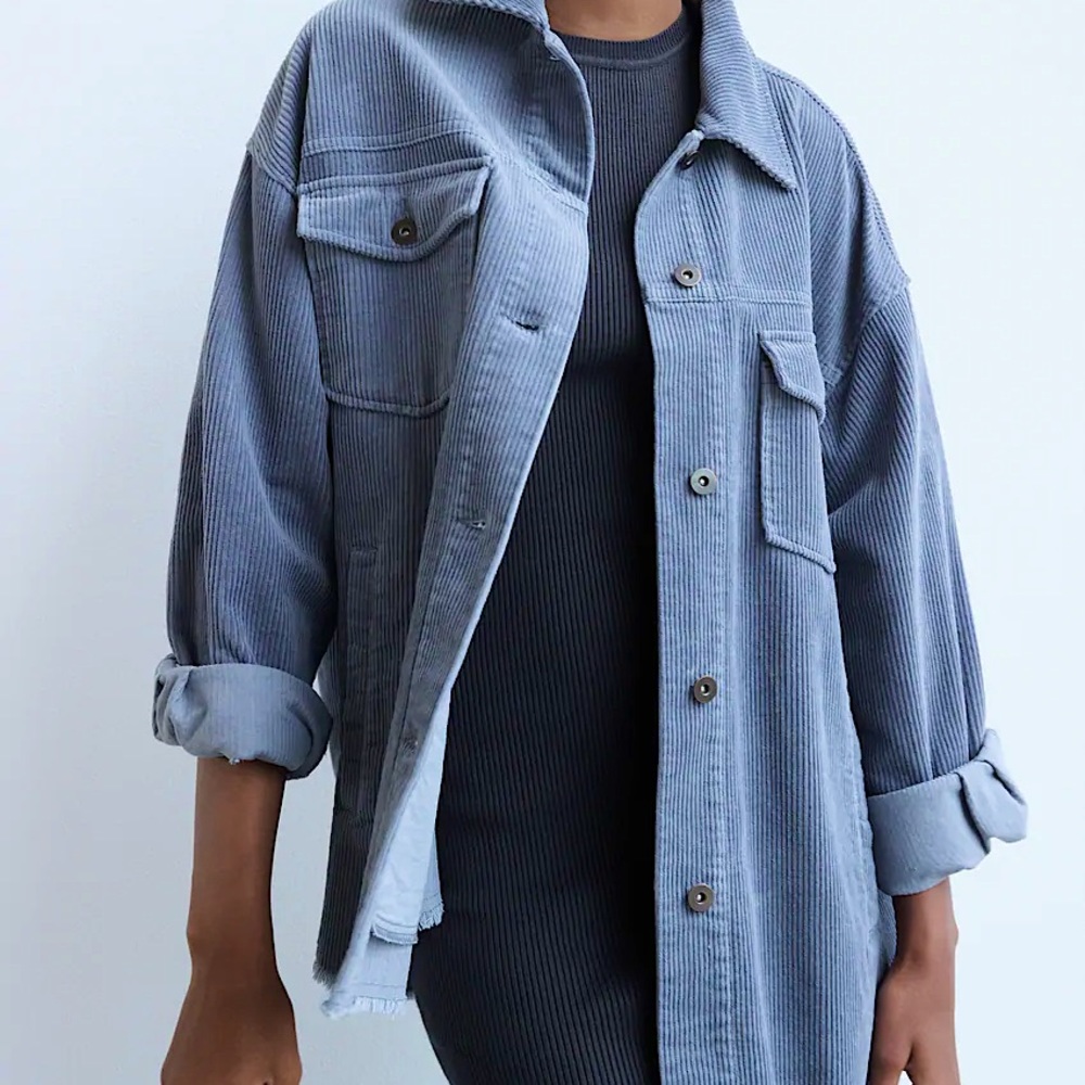 Zara Corduroy Overshirt Blue